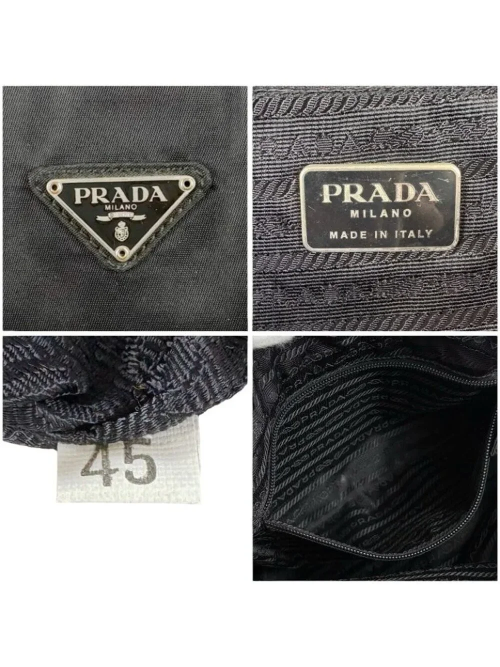 Prada Triangle Logo Mini Handbag Pouch Black Tessuto - Picture 12 of 13